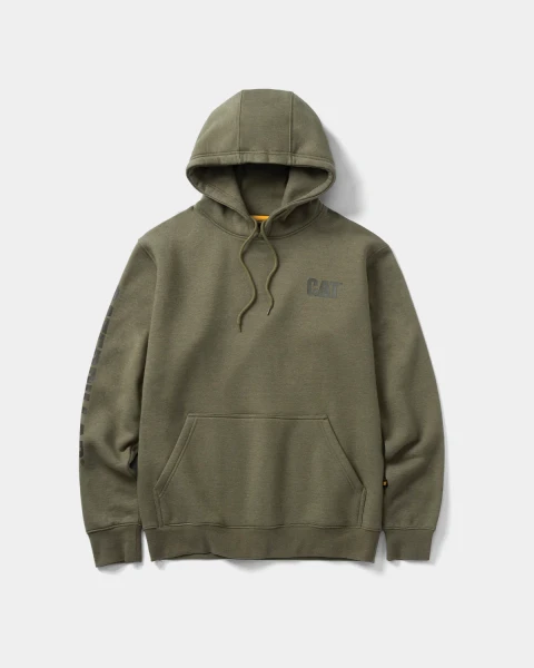 CAT | Trademark Banner Hooded Sweatshirt | Marshland Heather