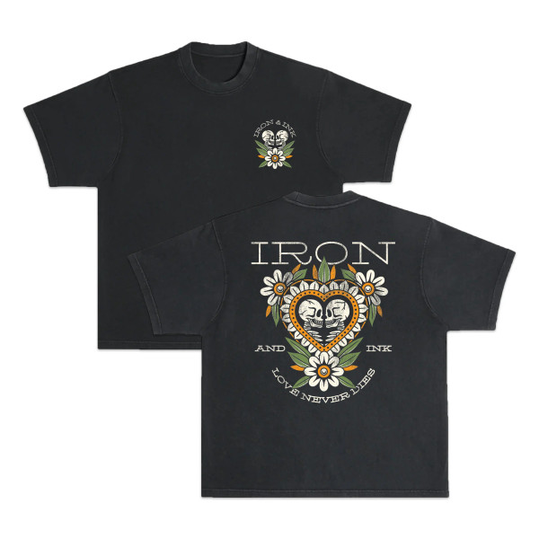 IRON & INK | Love Never Dies Oversized Heavyweight Tee | Dyed Black
