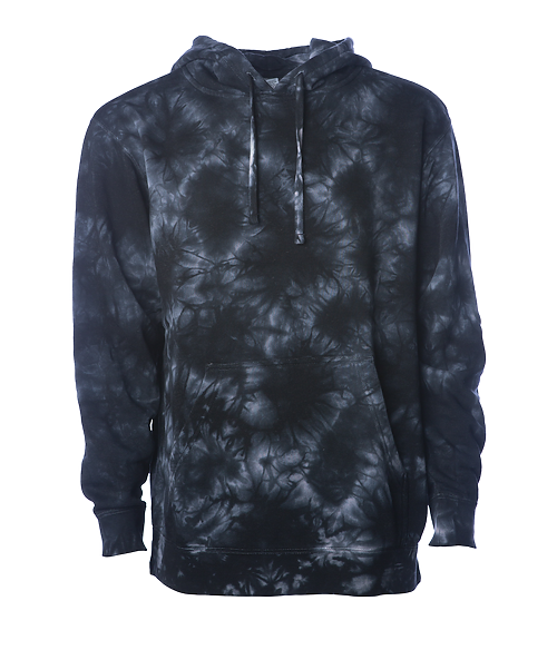 Tie Dyed Midweight Pullover Hoodie | Black