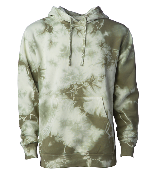 Tie Dye Midweight Pullover Hoodie | Olive