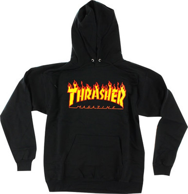THRASHER | Flames Pullover Hoodie | Black