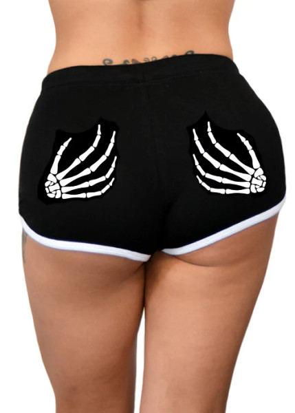 PINKY STAR | Skeleton Hands Shorts | Black/White