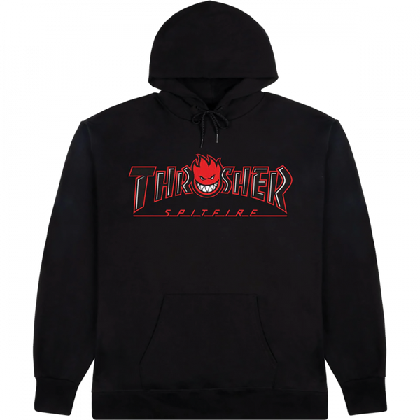 THRASHER x SPITFIRE | Big Head Outline Pullover Hoodie | Black