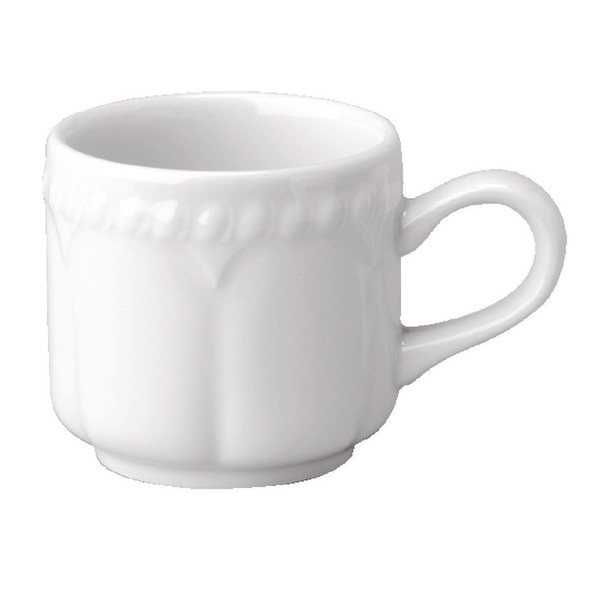 Tasse à café empilable de 4 oz Buckingham - Blanche - 24 par boite