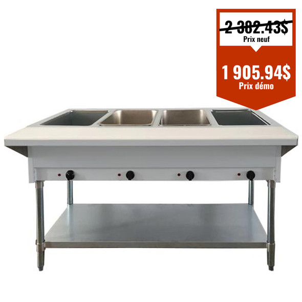 Table chaude 4 puits avec planche à découper et tablette Gaz naturel DEMO
