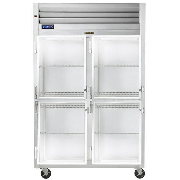 47.2 cu. ft. refrigerator with 4 half glass doors on wheels