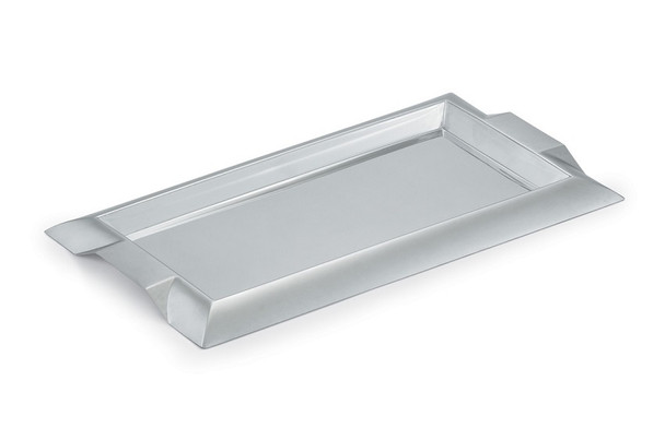 Plateau de service rectangulaire de 18" x 10" en acier inoxydable