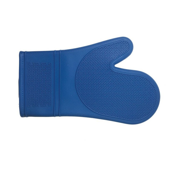 Mitaine pour le four anti-chaleur doublée en silicone bleue