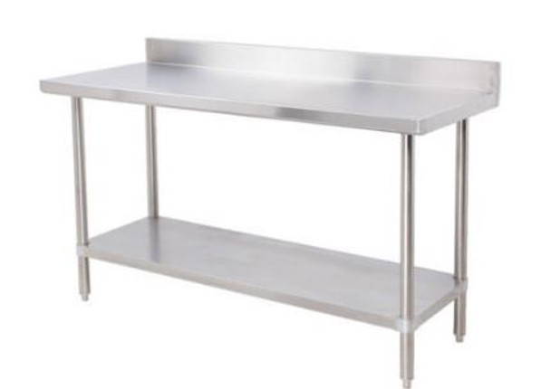 Table de travail tout inox 30 po X 60 po dosseret 5 po