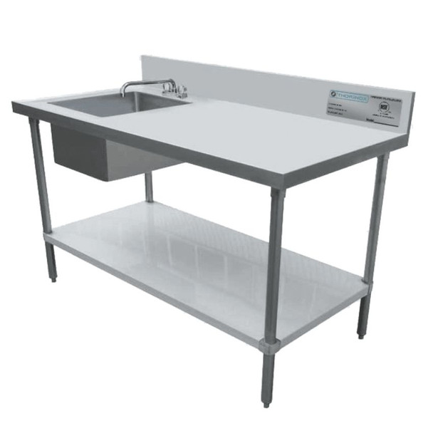 Table de travail de 30 po x 48 po avec évier à gauche