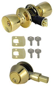Mobile Home Entry Door Combo Lockset Door Knob and Dead Bolt Polished Brass Keyed Alike Mobile Home Entry Door Combo Lockset Door Knob and Dead Bolt Polished Brass Keyed Alike