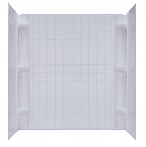 27"X54" Mobile Home Three Piece Surround With Shelves (White) For Tub / Tub Height Shower Pan