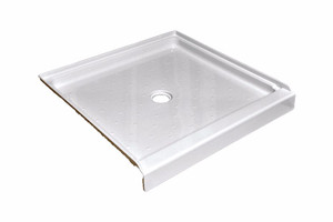 32" x 32" Fiberglass Shower Base Center Drain Elite - White 