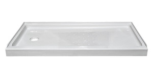 27"x54"x5.5" Fiberglass Shower Base Elite - White Left Drain 27"x54"x5.5" Fiberglass Shower Base Elite - White Left Drain