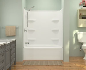 27"X54" Fiberglass Bath Kit Includes Bath Tub & Surround Wall Lyons Elite - White (Available in Left , Right, or Center Drain) 