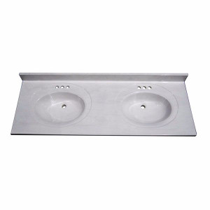 Cultured Marble Top Size 22" X 73" (Available in Solid White and White Swirl on White (Double Bowl) Cultured Marble Top Size 22" X 73" (Available in Solid White and White Swirl on White (Double Bowl)