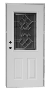 200 Series Cordell Outswing Steel Door Size 32"X76" 2 Panel With 36" Decorative Glass 200 Series Cordell Outswing Steel Door Size 32"X76" 2 Panel With 36" Decorative Glass