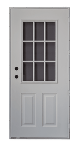 200 Series Cordell Outswing Steel Door Size 36"X76" 2 Panel with 9 Lite (Cottage) Window 200 Series Cordell Outswing Steel Door Size 36"X76" 2 Panel with 9 Lite (Cottage) Window