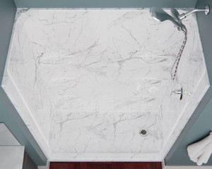 New Glacier Marble Color! 27"X54" Shower Kit Includes Shower Pan & Surround Wall Elite (Available in Left , Right, or Center Drain) New Glacier Marble Color! 27"X54" Shower Kit Includes Shower Pan & Surround Wall Elite (Available in Left , Right, or Center Drain)