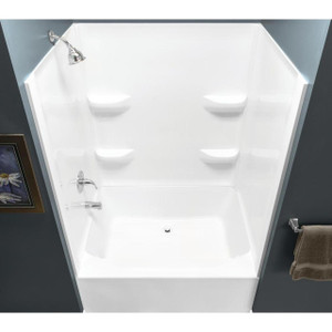 42" X 54" Fiberglass Garden Bath Kit Includes Garden Bathtub & Surround Wall Lyons Elite - White 