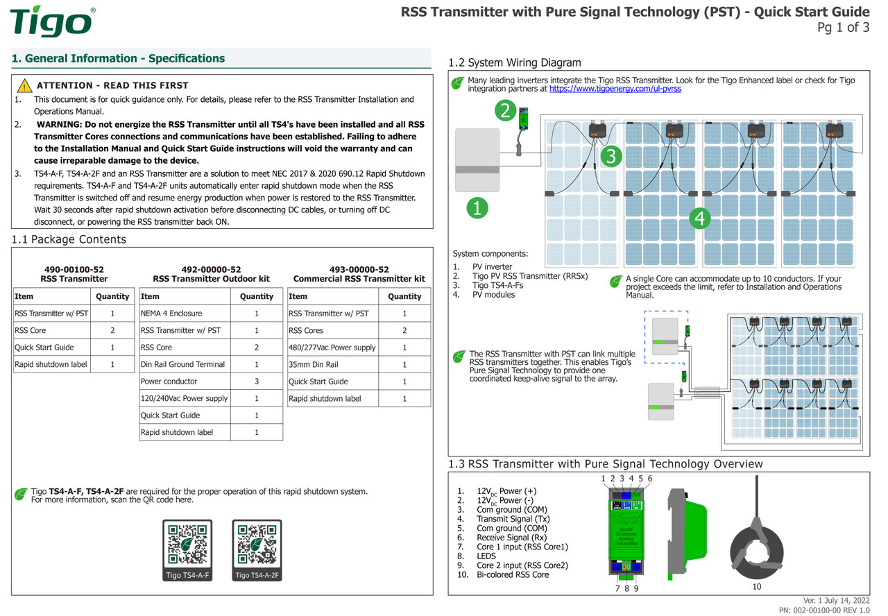 Stellavolta Tigo 4920000052 RSS Transmitter Dual Core Outdoor Kit