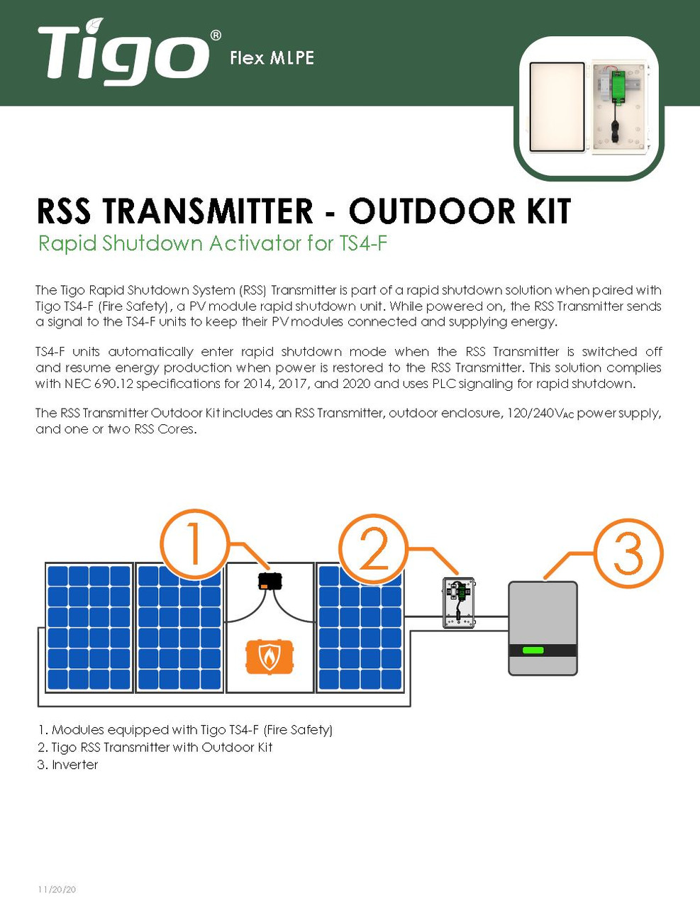 Stellavolta Tigo 4920000051 RSS Transmitter Kit Single Core Outdoor
