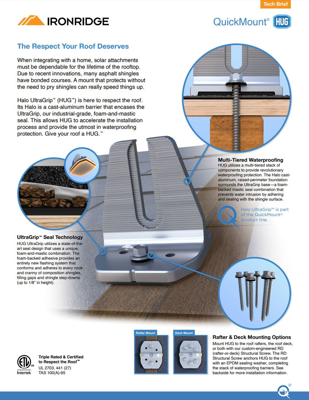 Stellavolta IronRidge QMHUG01M1 QuickMount Halo UltraGrip in Mill