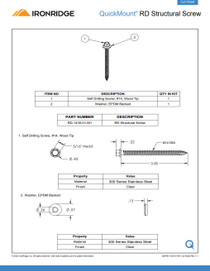 IronRidge RD-1430-01-M1 QuickMount RD Structural Screw