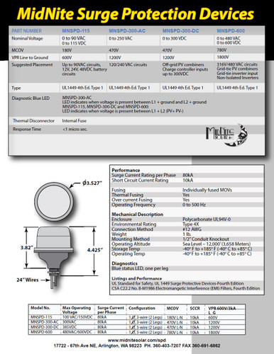 MidNite Solar MNSPD-600 Surge Protection Device 600VDC