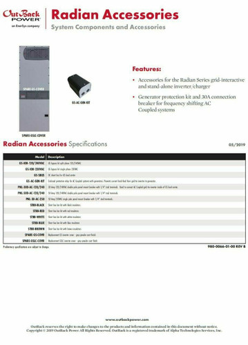 OutBack Power PNL-50D-AC-120/240 AC Input Circuit Breaker
