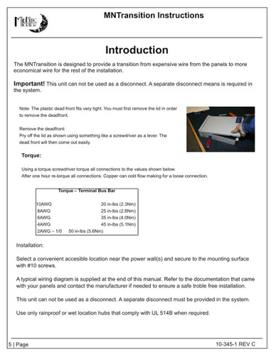 MidNite Solar MNTRANSITION Transition Box 1000VDC Type 3R