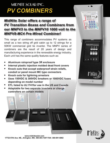 MidNite Solar MNPV2-1000 Combiner 2x 1000VDC Fuse Holders