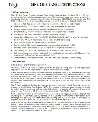 MidNite Solar MNE250STM-240 E-Panel Magnum PAE 120/240VAC