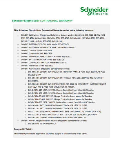 Schneider Electric Conext SW AC Power Distribution Panel
