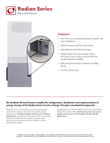 OutBack Power GSLC175-PV-120/240 Radian Load Center