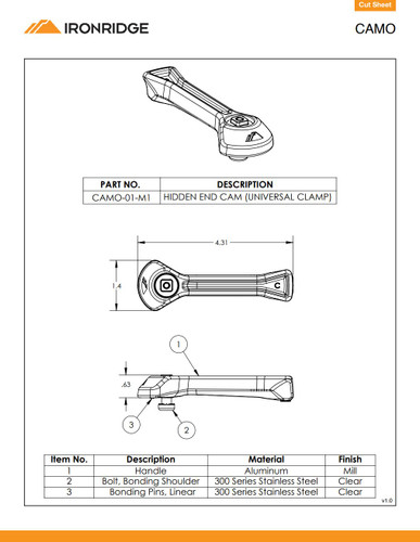 IronRidge CAMO-01-M1 Hidden End Cam