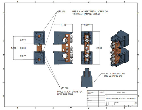 MidNite Solar MNSBB-W Short Busbar