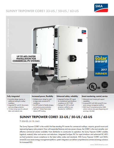 SMA STP 62-US-41 Sunny Tripower Core1 62-US Solar Inverter