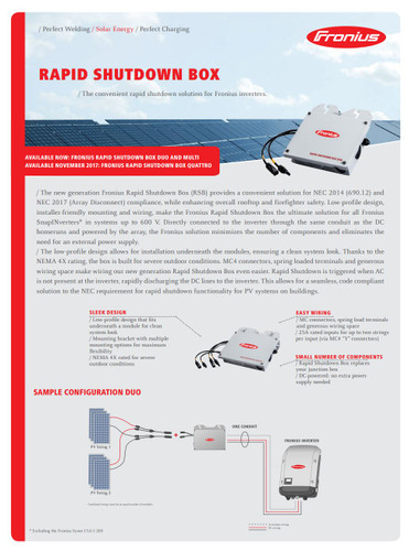Fronius 4,240,153 Rapid Shutdown Box-Duo 