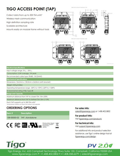 Tigo 158-00000-02 TAP Access Point Communication Device