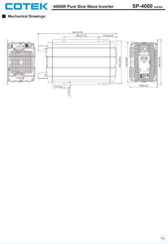 Cotek SP-4000-124 Pure Sine Wave Inverter 120VAC 24VDC