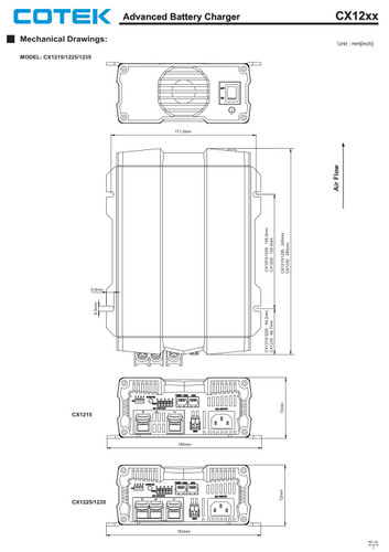 Cotek CX1225 3-Stage Advanced Battery Charger 12VDC 25A