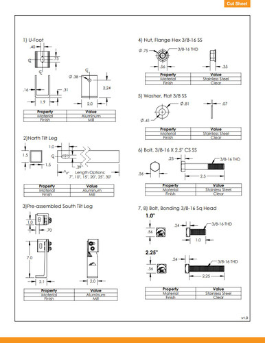 IronRidge TM-FTL-020 Fixed Tilt Leg, Mill 20 Inch