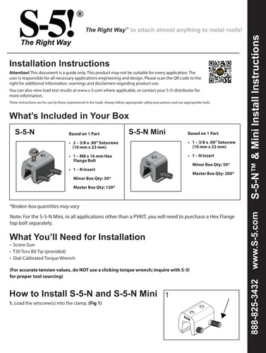 S-5! S-5-N Mini Standing Seam Metal Roof Clamp