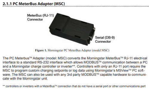 Morningstar MSC PC MeterBus Adapter 