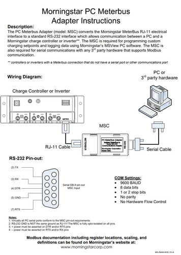 Morningstar MSC PC MeterBus Adapter 