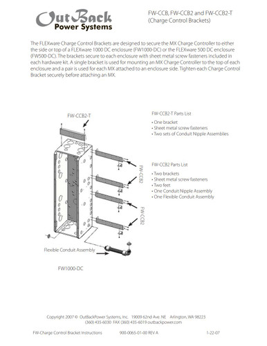 OutBack Power FW-CCB2 FLEXware Mounting Bracket