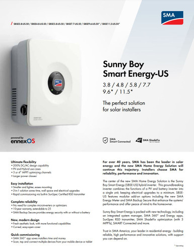 SMA SBSE7.7-US-50 Sunny Boy Smart Energy Hybrid Inverter