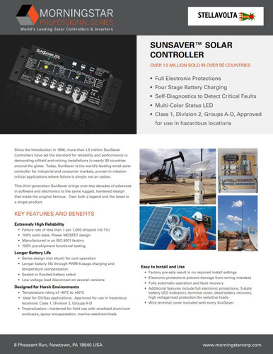 Morningstar SS-10L-24V SunSaver Solar Controller 10A 24VDC