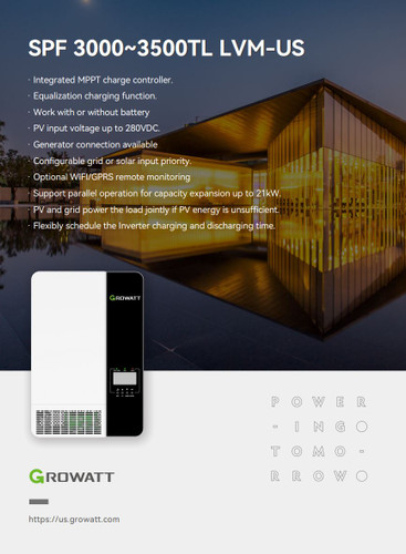 Growatt SPF 3500TL LVM-US Single Phase Off-Grid Inverter 3.5kW